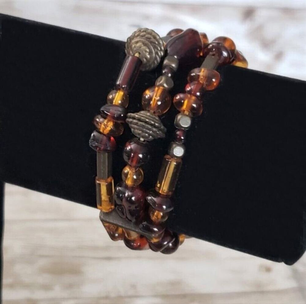 Vintage Bracelet / Bangle - Amber Tones Multi Strand